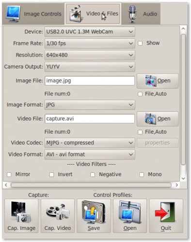 Screenshot GUVCViewer Controls 394x500 Graba con tu webcam y con GUVCview