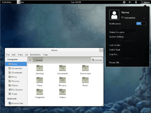 full desktop ss gnome 500x375 Fedora 16 Verne, disponible oficialmente