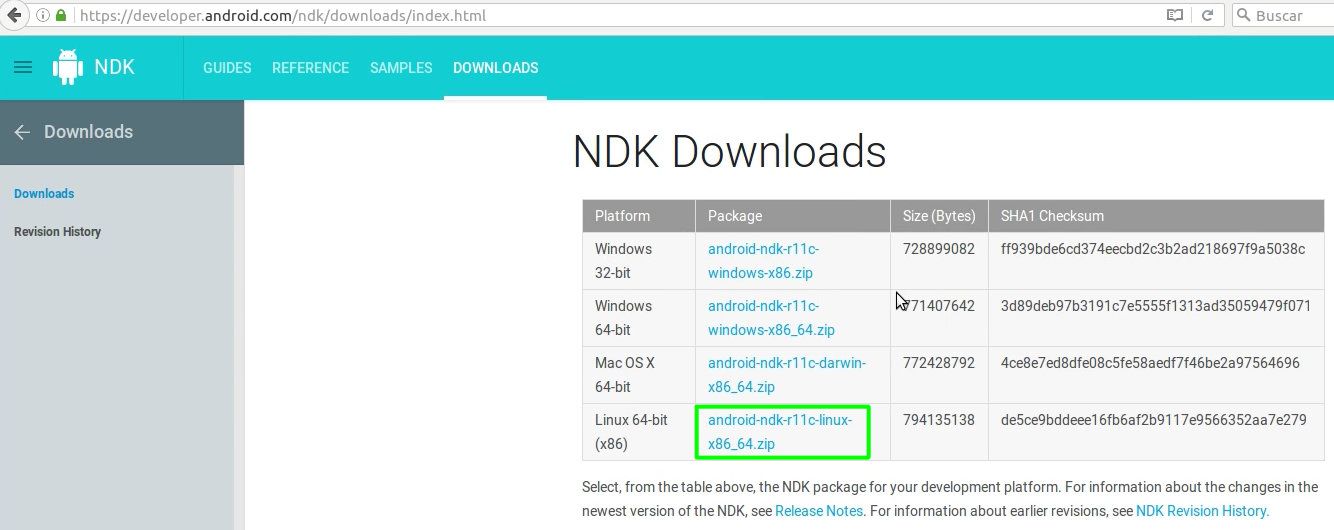 11 Descargar el NDK de Android desde el sitio web