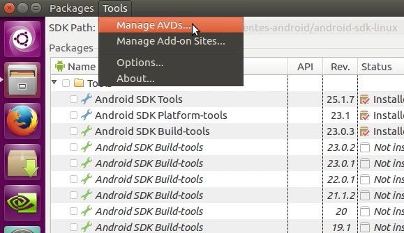 17 Dirigirse a la configuracion de los AVD en el SDK de Android