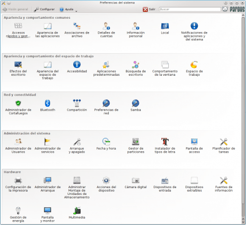 Pardus 2011 - Preferencias del sistema de KDE