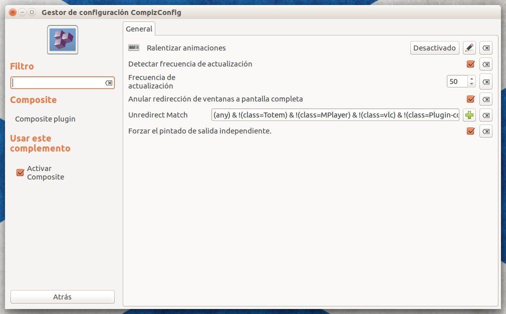 Configuración de Compiz para mitigar el tearing del driver privativo de NVIDIA 1