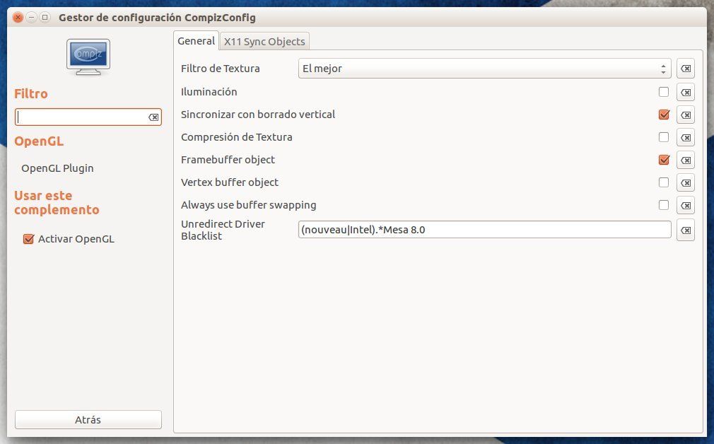 Configuración de Compiz para mitigar el tearing del driver privativo de NVIDIA 2