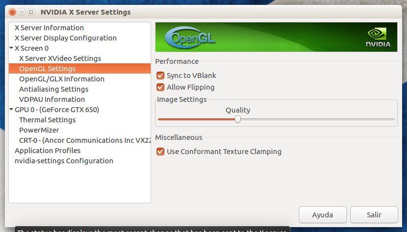 Configuración de NVIDIA para mitigar el tearing del driver privativo de NVIDIA