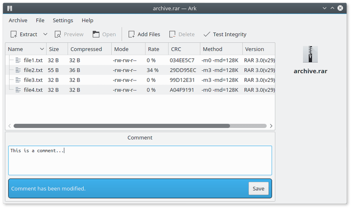 Edición de comentarios en Ark 16.08