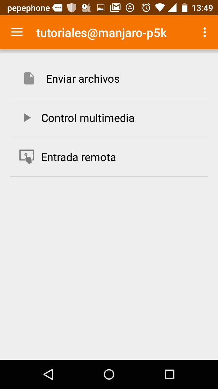 Ventana principal de KDE Connect en Android