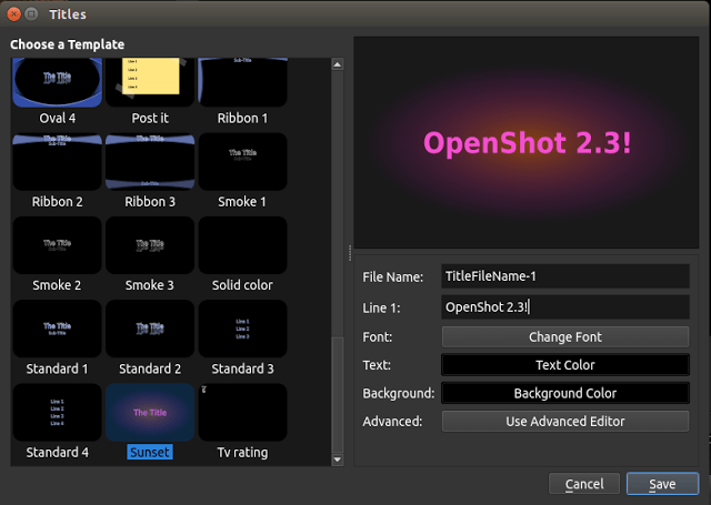 4 Editor de título de OpenShot 2.3