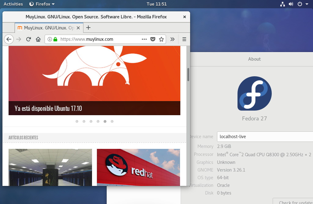 Fedora 27 con Firefox