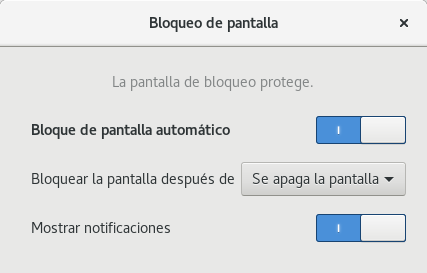 Opciones de bloqueo de pantalla en GNOME