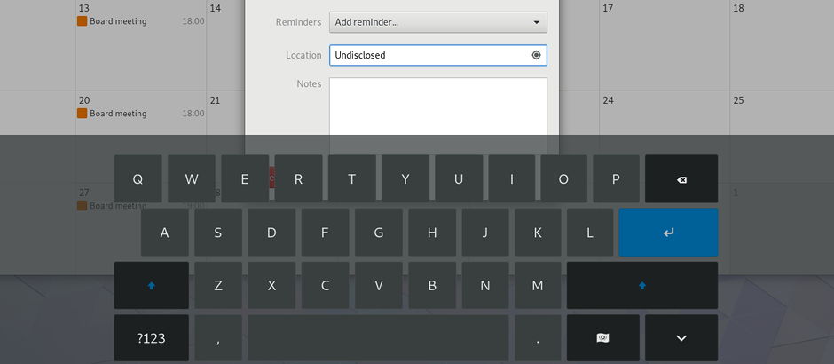 Teclado en pantalla de GNOME 3.28