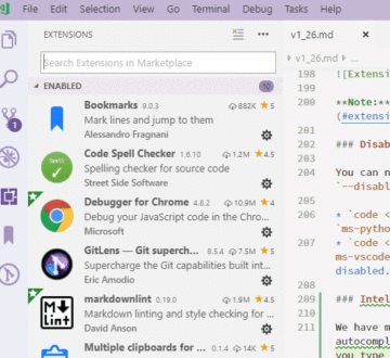 Búsqueda con IntelliSense en Visual Studio Code 1.26