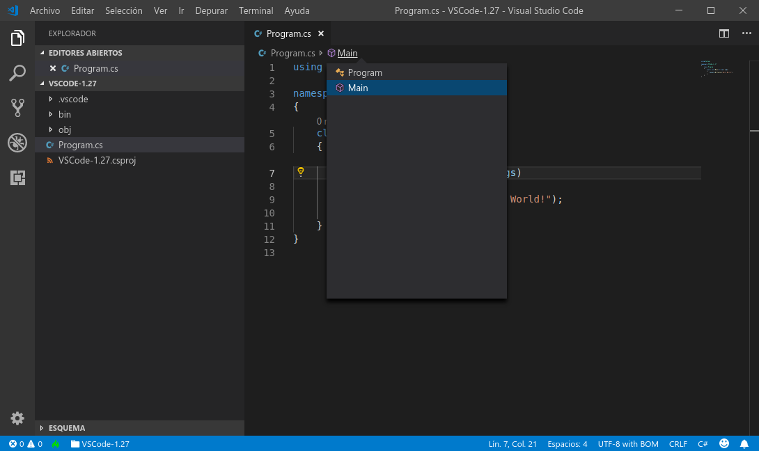 Visual Studio Code 1.27