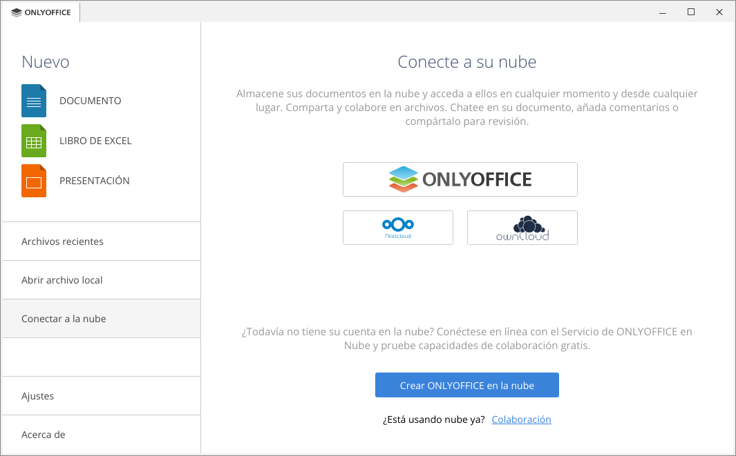 Conectando ONLYOFFICE Desktop Editors v5.2 a la nube mediante ownCloud y NextCloud