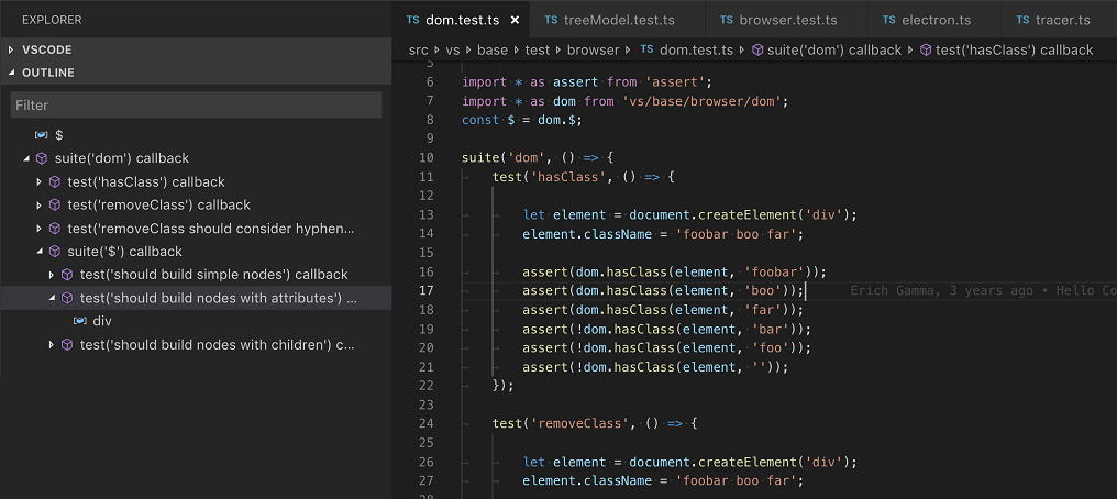 funciones callback de JavaScript y TypeScript en Visual Studio Code 1.30