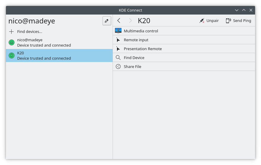 KDE Connect 19.12