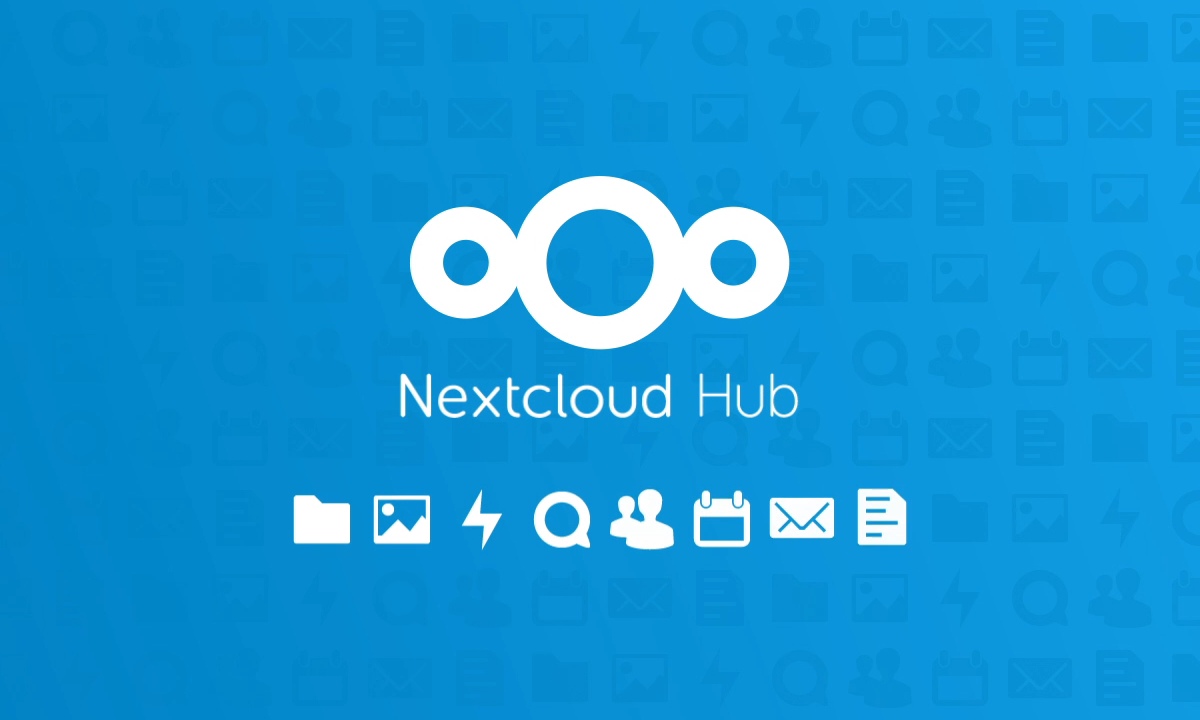 Portada del articulo instalacion de NextCloud 2.0 - Oficina Virtual 2021 - Logo de NextCloud Hub.