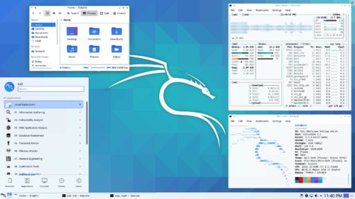 Kali Linux 2020.2 con KDE Plasma, tema claro