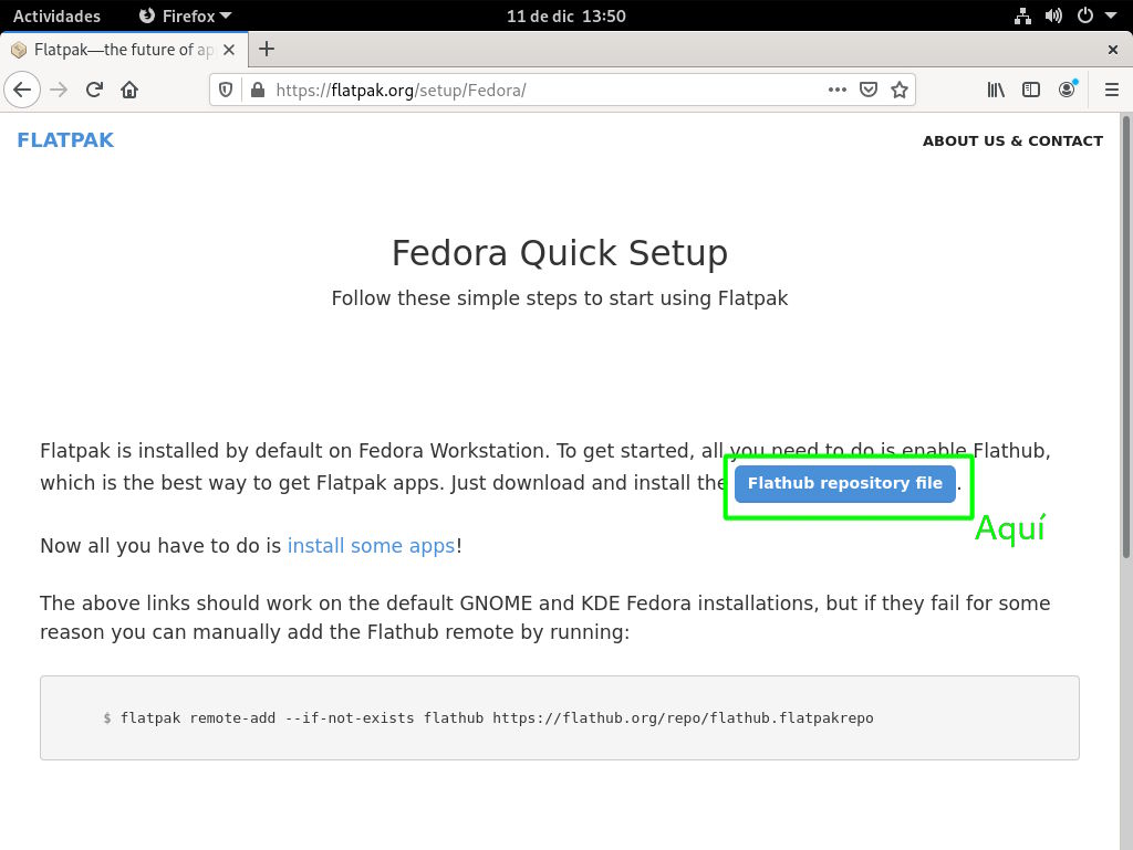 Configuración del repositorio de Flathub en Fedora