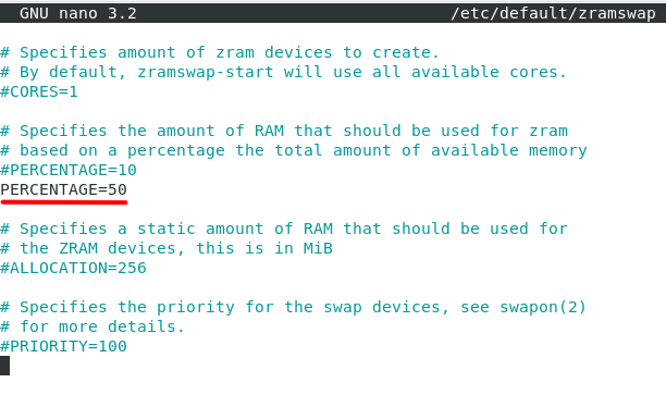 Estableciendo la cantidad de zRAM en porcentaje con respecto a la RAM en Debian 10 Buster