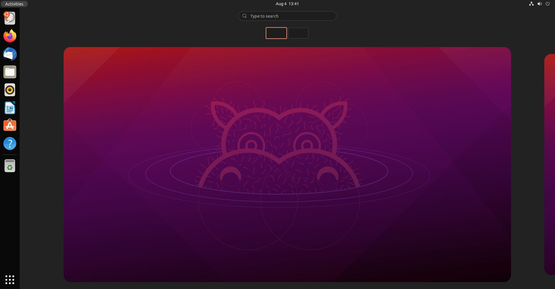 Vista de Actividades en Ubuntu 21.10 Impish Indri