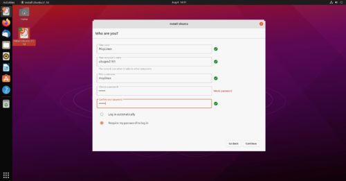 Creando el usuario para Ubuntu 21.10 Impish Indri