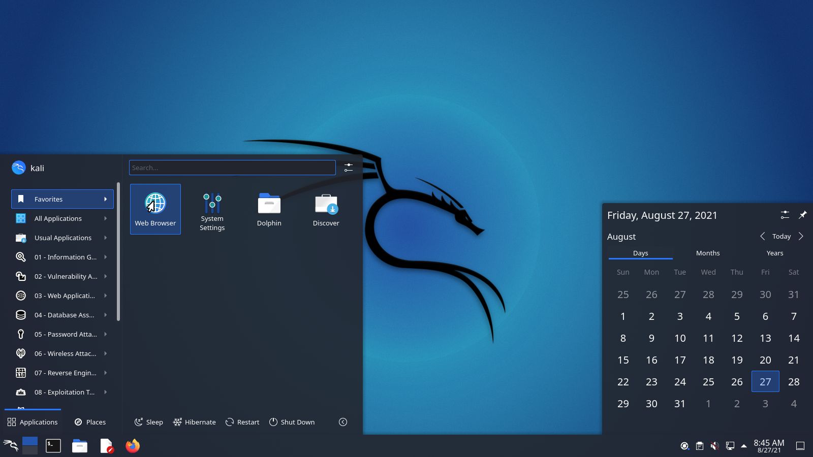 Kali Linux 2021.3 con KDE Plasma 5.21