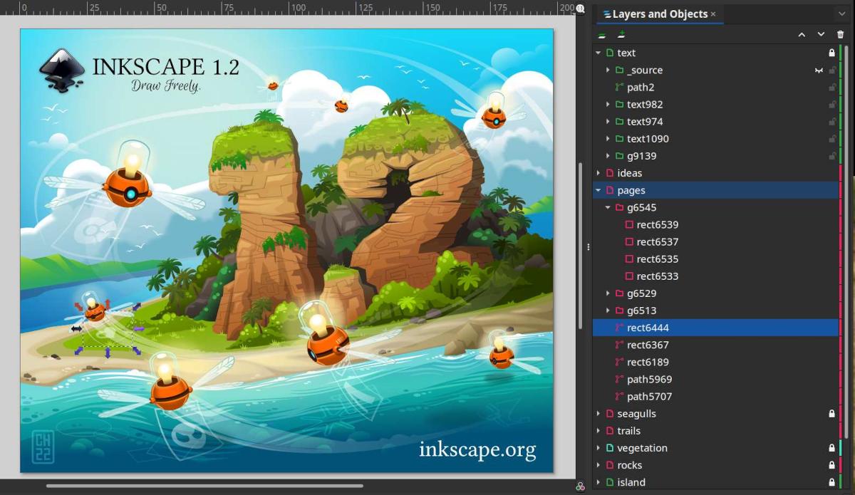 Capas y objetos en Inkscape 1.2