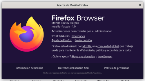 Acerca de Firefox Flatpak en Fedora Silverblue 36