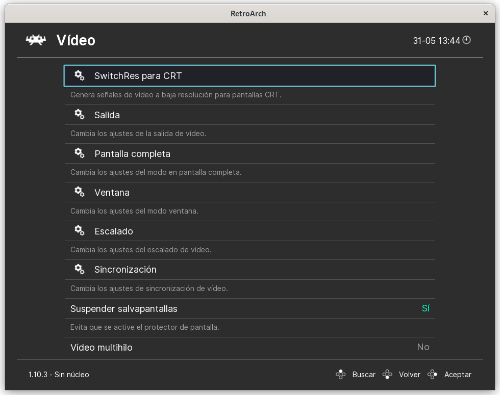 Configuración de vídeo de RetroArch en Xorg
