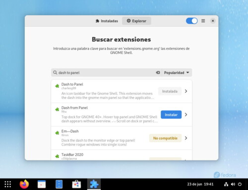 Extension Manager o Gestor de extensiones, aplicación Flatpak para instalar extensiones de GNOME Shell