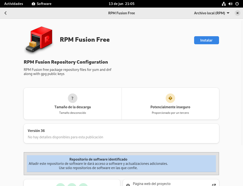 Configurar RPM Fusion con GNOME Software en Fedora 36 Workstation