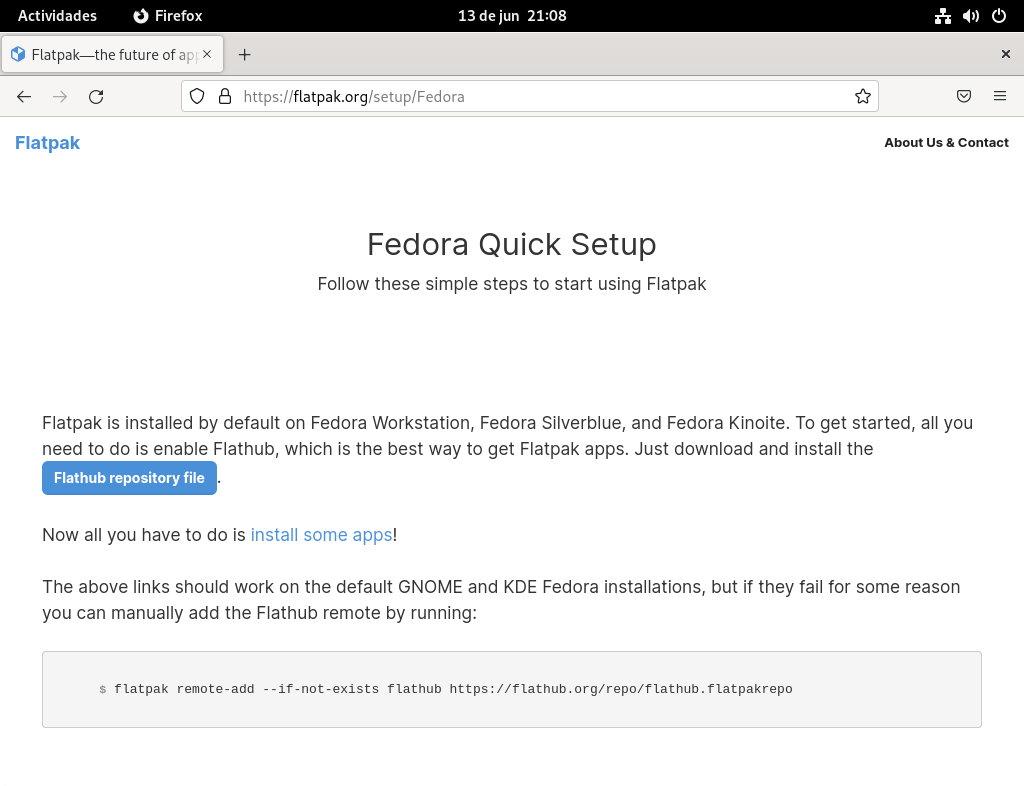 Descargar el repositorio de Flathub para Fedora 36 Workstation