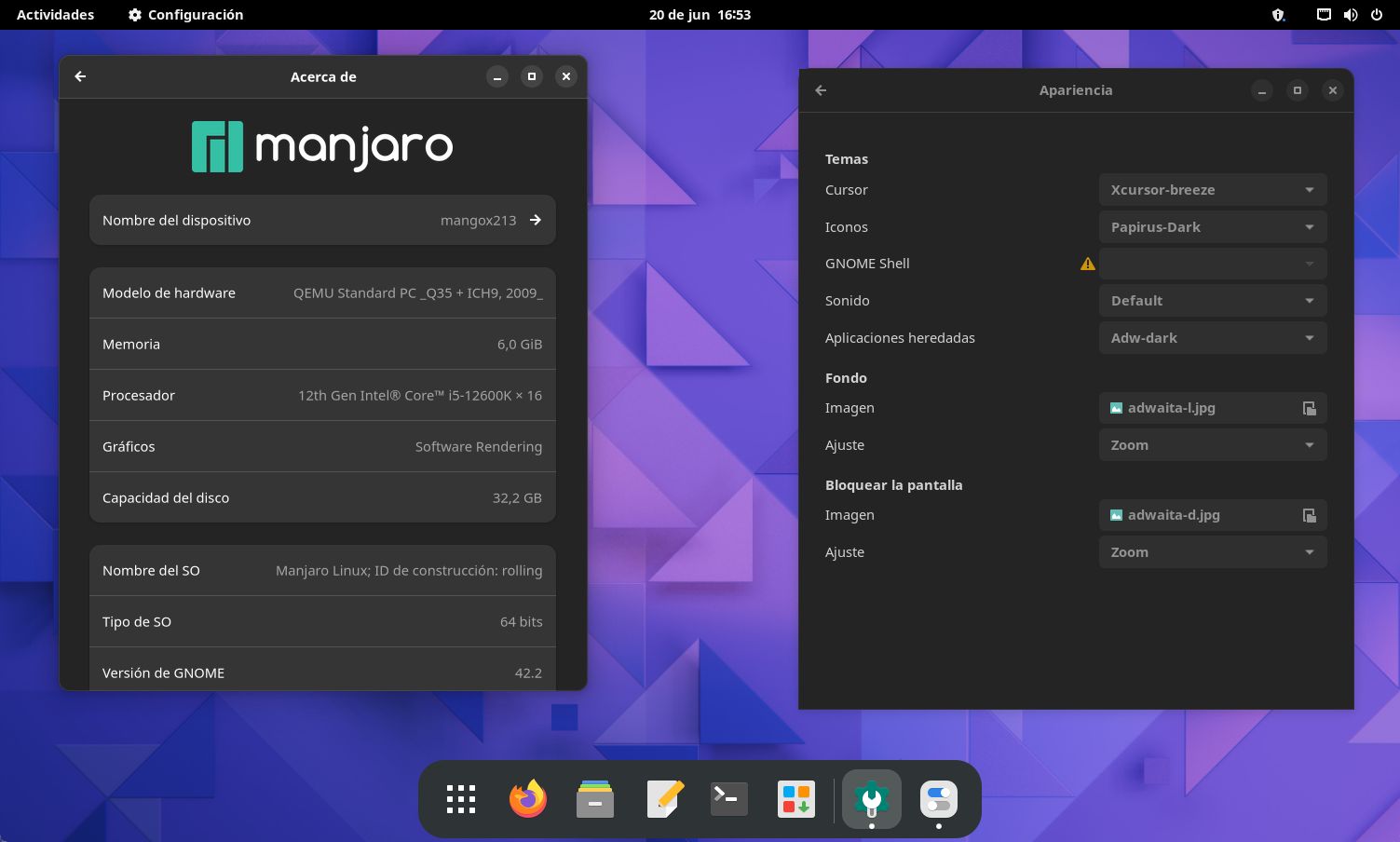 Manjaro 21.3 con GNOME 42.2