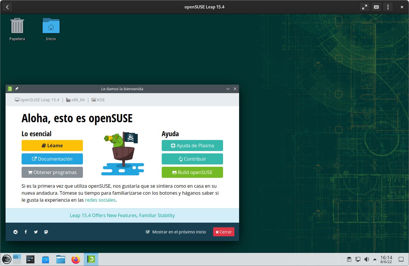 openSUSE Leap 15.4 con KDE Plasma