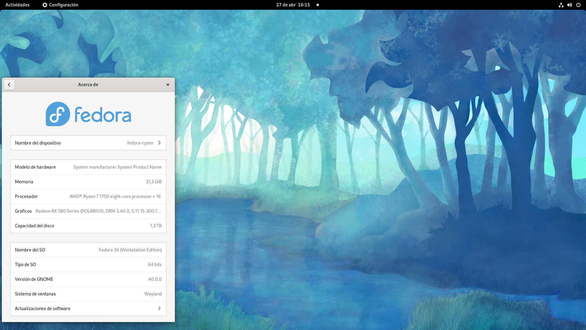 Fedora 34 Workstation con GNOME 40