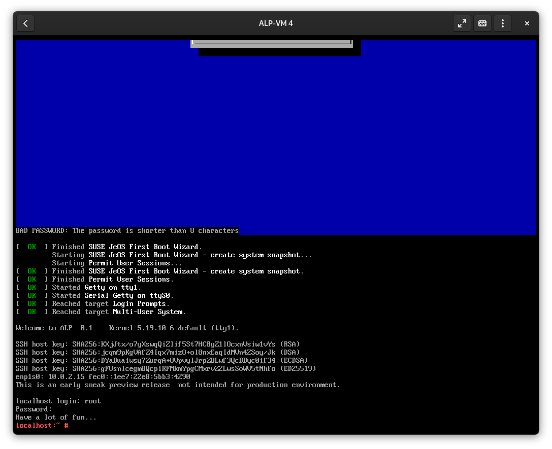 Adaptable Linux Platform ejecutado en GNOME Boxes