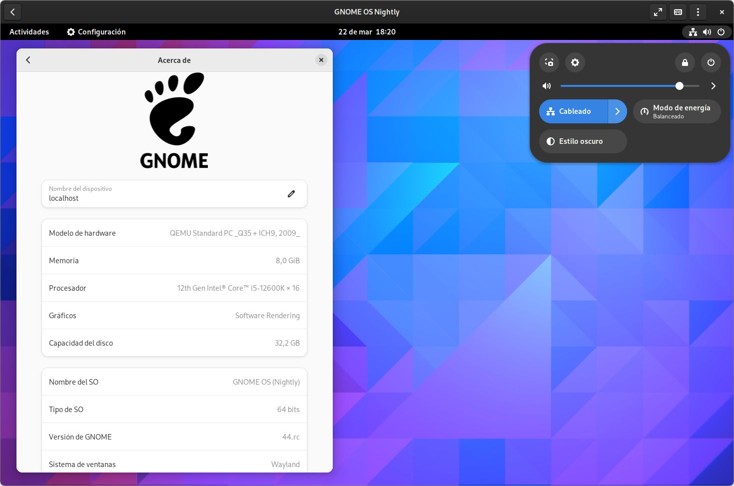 GNOME 44 en funcionamiento