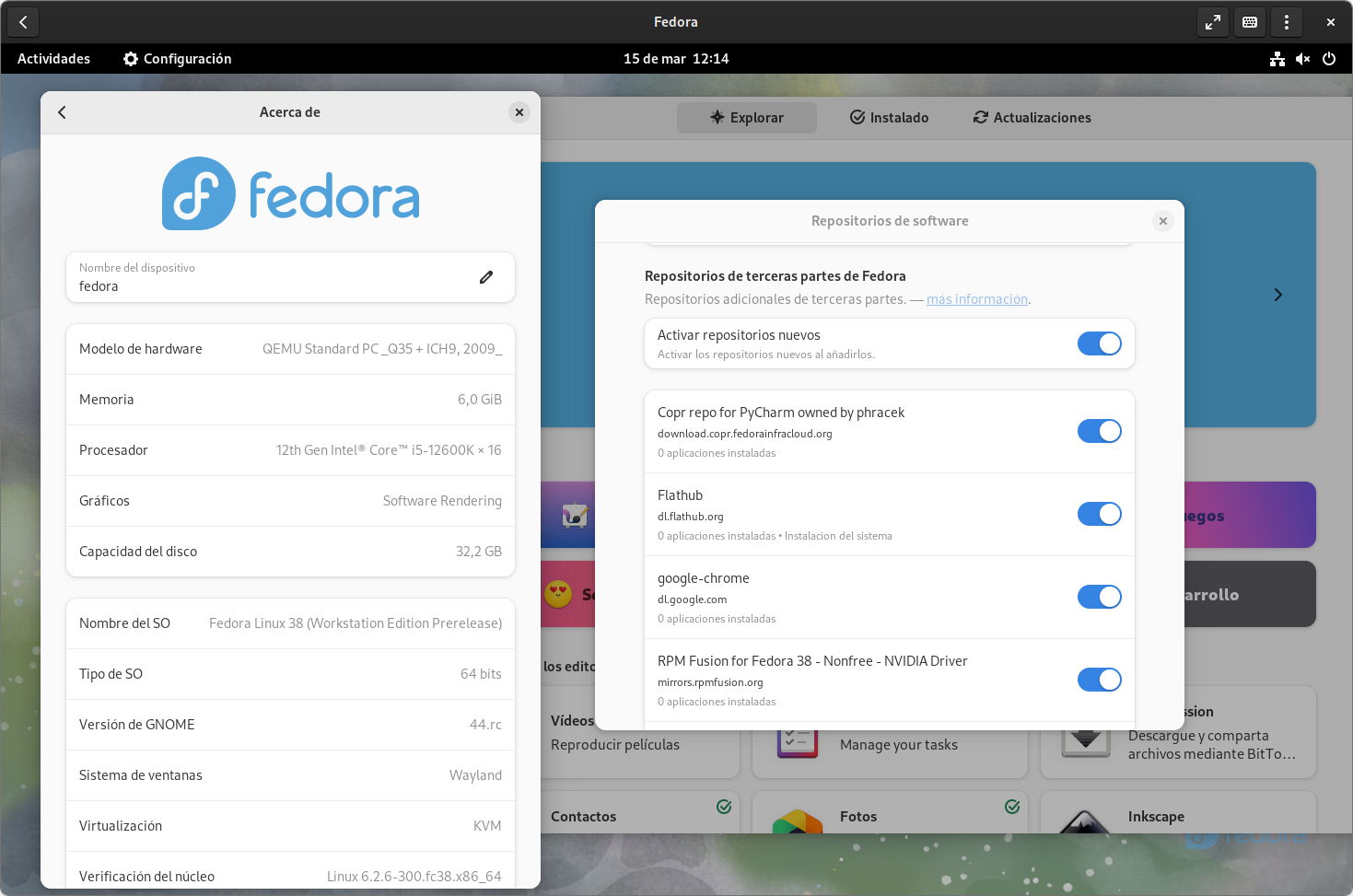 Repositorios de terceros en la edición Workstation de Fedora 38 Beta