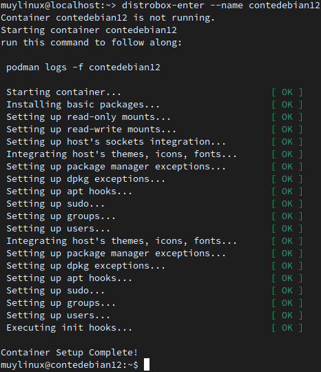Accediendo a un contenedor de Distrobox basado en Debian 12 Bookworm