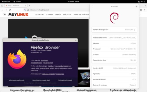 Firefox 123 instalado en Debian 12 Bookworm a partir del repositorio APT oficial de Mozilla