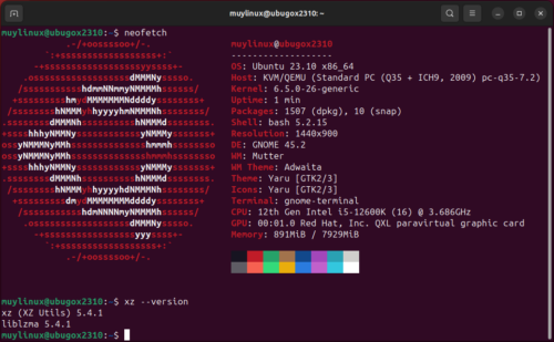 Version de XZ presente en Ubuntu 23.10