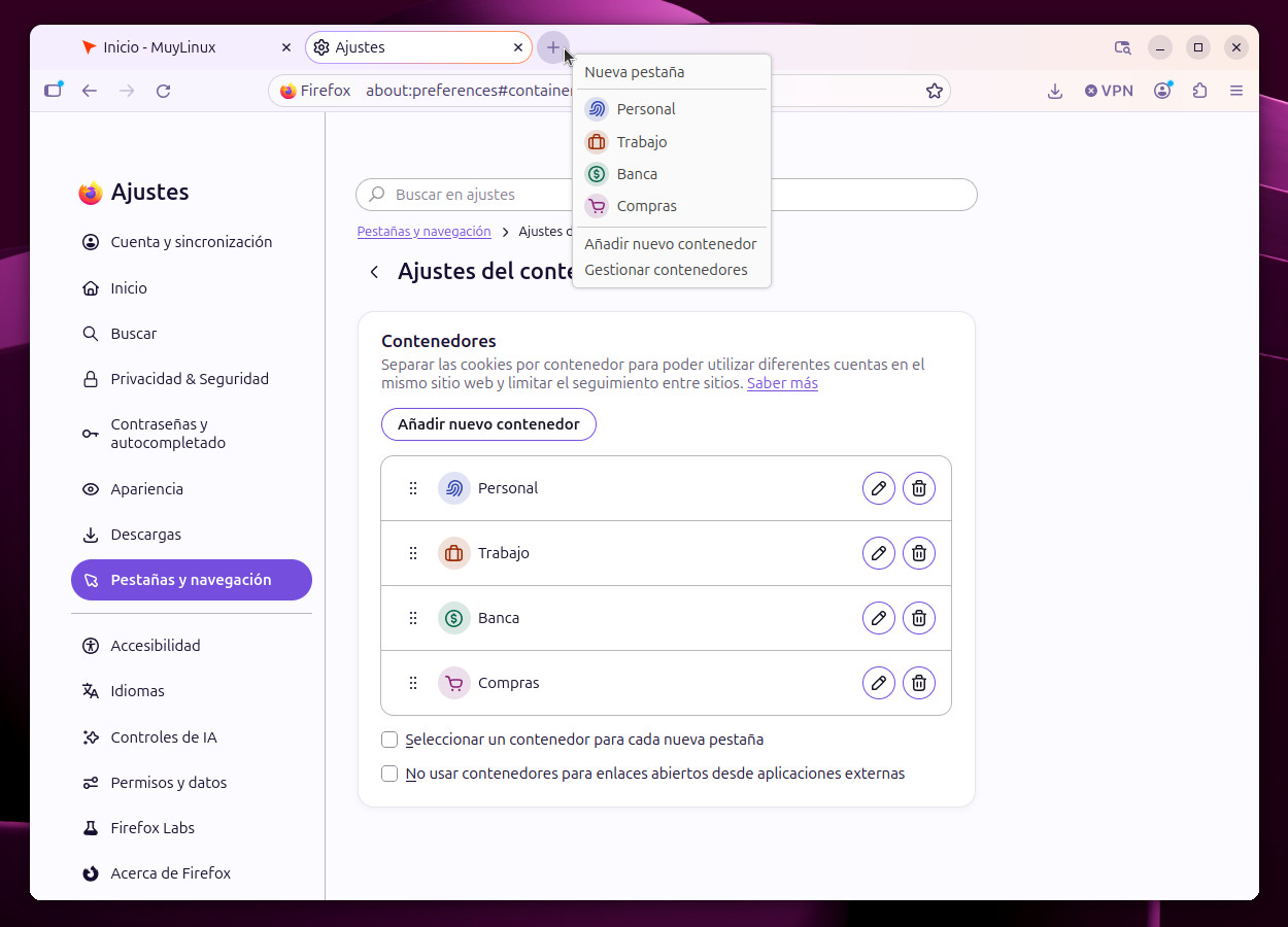 Contenedores de Firefox
