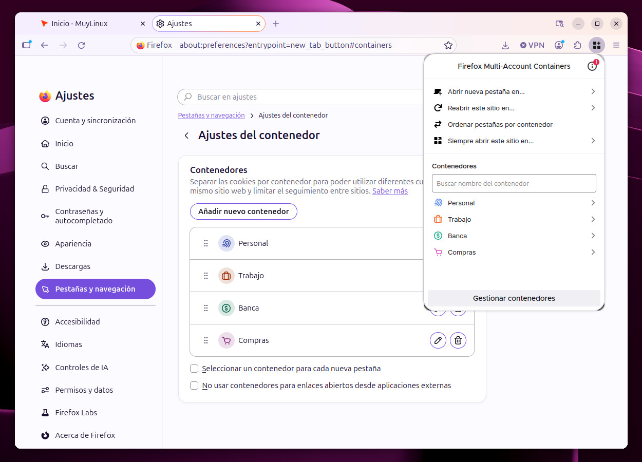 Contenedores de Firefox